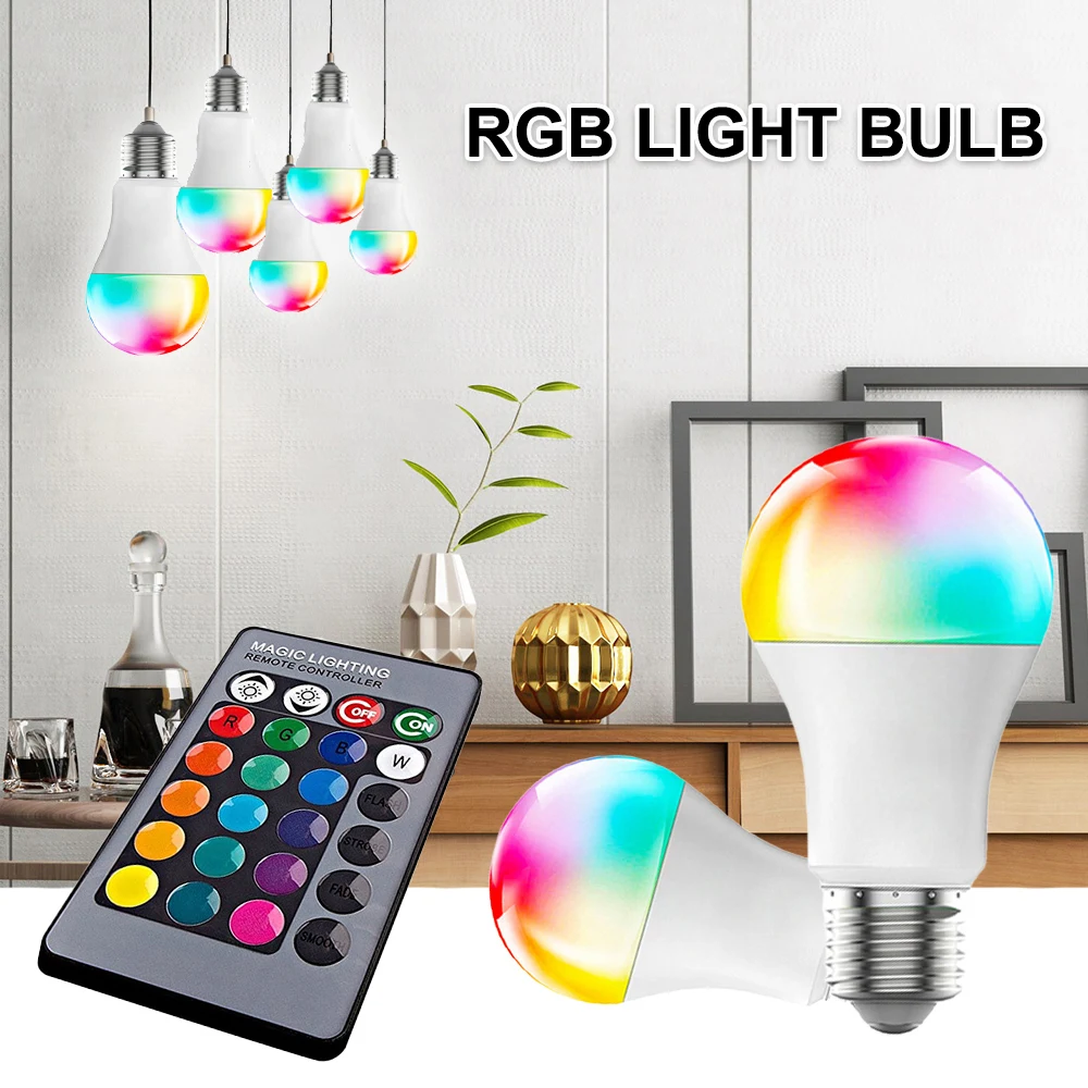 Lampara Led Colores A Control Remoto 10w Regulable Rgb