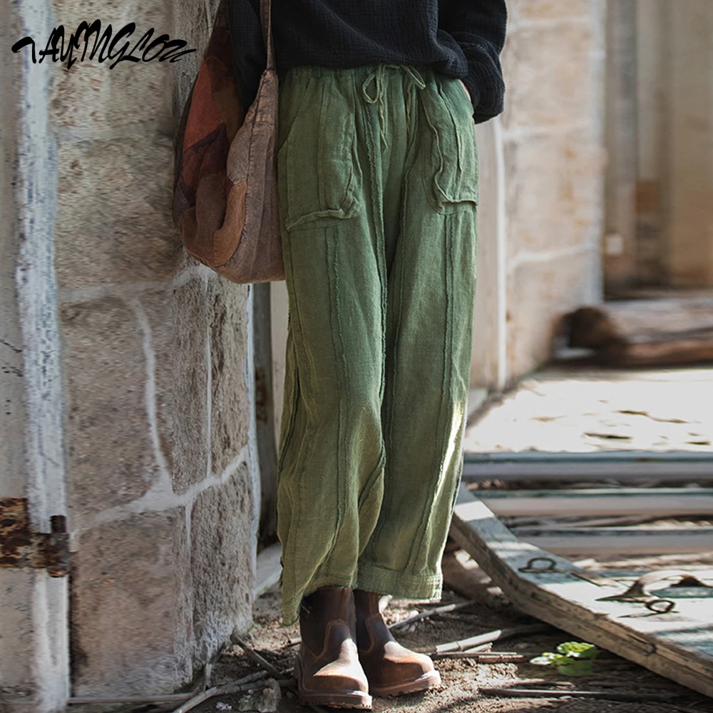 

Pants For Women 2023 Autumn And Winter Trousers Cotton Linen Female Pantalones Ramie Basics Lady Trouser Casual Ankles-Length P