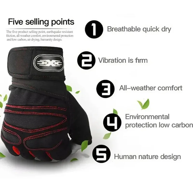 Unisex Half Finger Workout Gloves with Wrist Support
