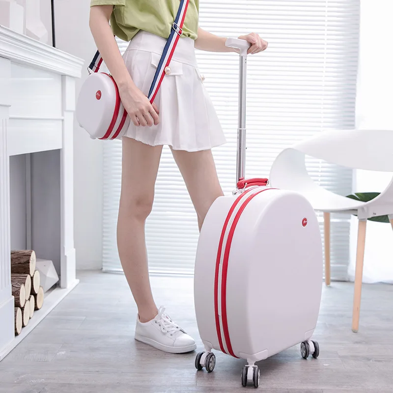 20 Inch Women Travel PC Suitcase 2 Pieces Sets On Wheels Trolley Rolling Luggage Sling Bag Check-in Case Valises