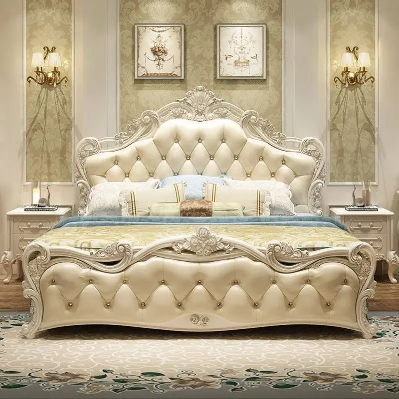 

Bedroom Beds Minimalist Nordic Kids Style Double Single Multifunctional Princess White Frame Bed Wooden Mueble Luxury Furniture