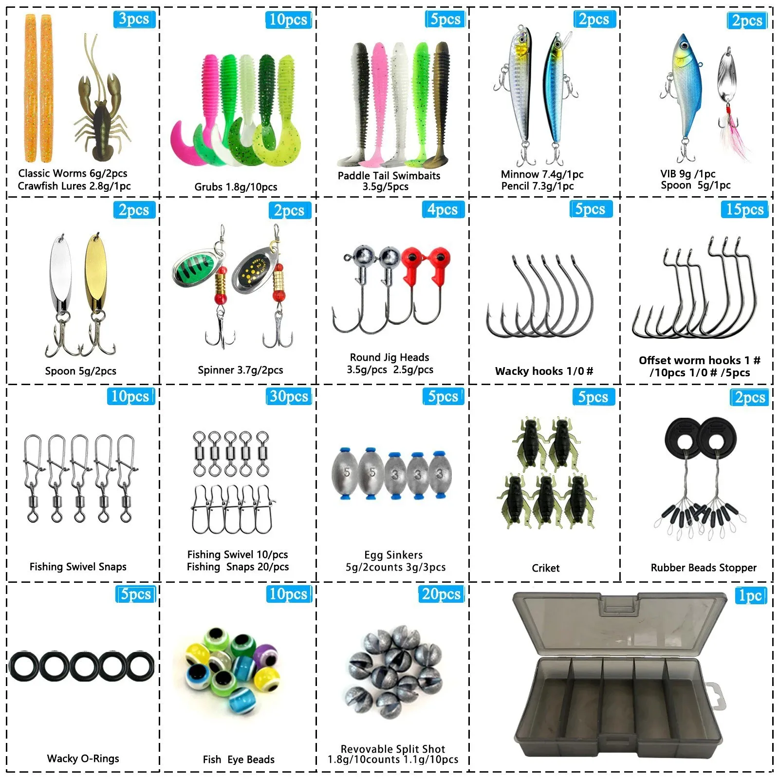 Fishing Lures Tackle Box with Crankbaits, Spoon, Hooks, Weights & Other Accessories, Fishing Bait Lure Gear Kit Gifts for Men 3