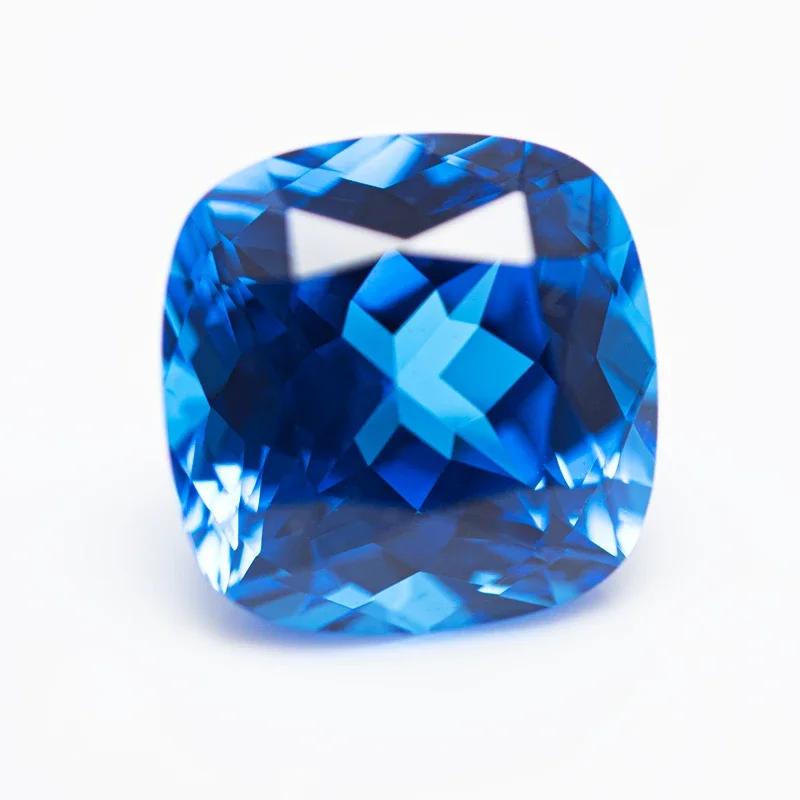 Lab Grown Sapphire Blue Demon Color Square Cushion Shape Gemstone for Charms Diy Jewelry Making Ring Selectable  AGL Certificate