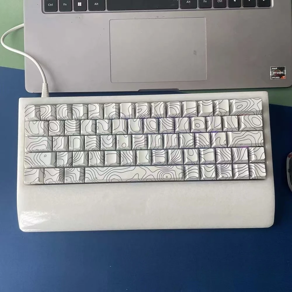Jade Stone GH60 키보드 케이스 2-in-1 팜 패드 버전 천연 대리석 소재 글레이징 공정 60% 레이아웃 기계식 키보드 베이스