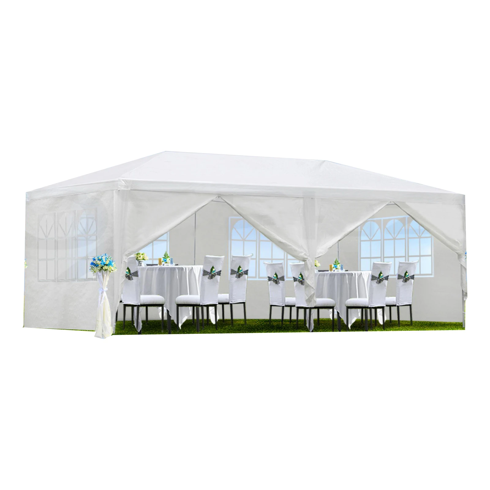 

10x20' Wedding Party Canopy Tent Outdoor Gazebo with 6 Removable Sidewalls