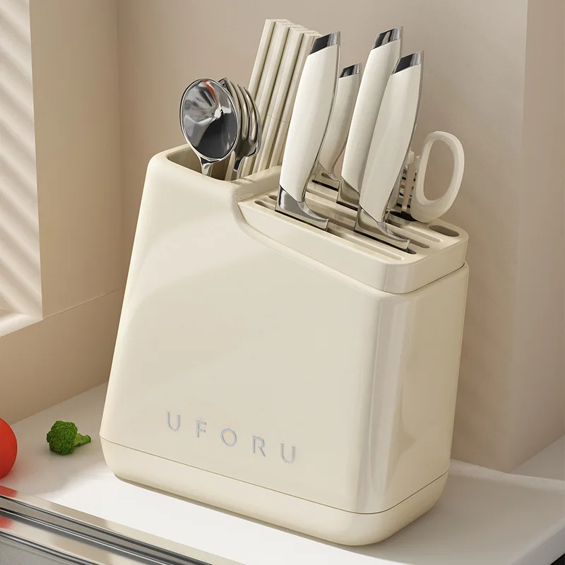 

Plastic Knives Holder with Cutlery Storage Box,Kitchen Organizer for Countertop Tools,Accessories Utensil Container Organization