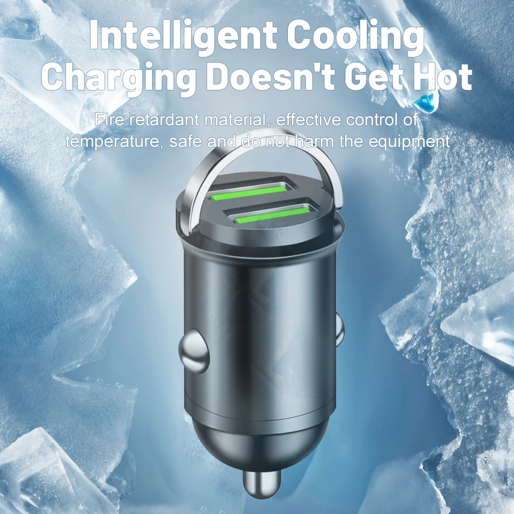 Mini 100W Dual Ports USB Car Charger Lighter Fast Charging Car Phone Charger Adapter For Xiaomi Huawei iPhone Samsung