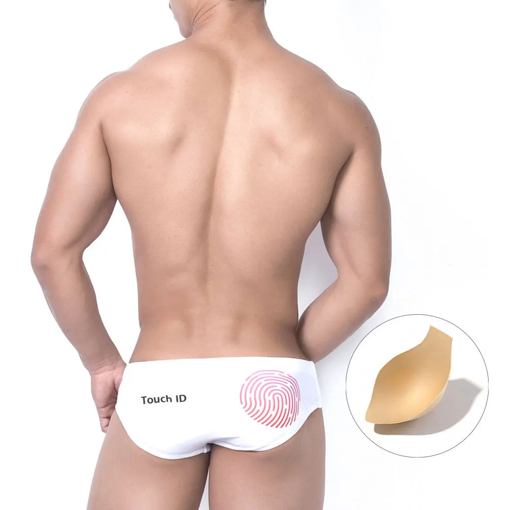 Sexy belt cup anti-light fun fingerprint printed hip shorts triangle swimming trunks