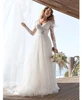 Lace Tulle Long Sleeve Wedding Dress 2022 Boho V-Neck Appliques Bridal Gown For A- Lace Appliques Bride Gown Backless Tulle 2025 2