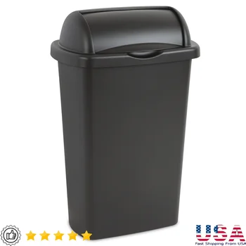 13-Gallon Roll-Top Plastic Wastebasket 1