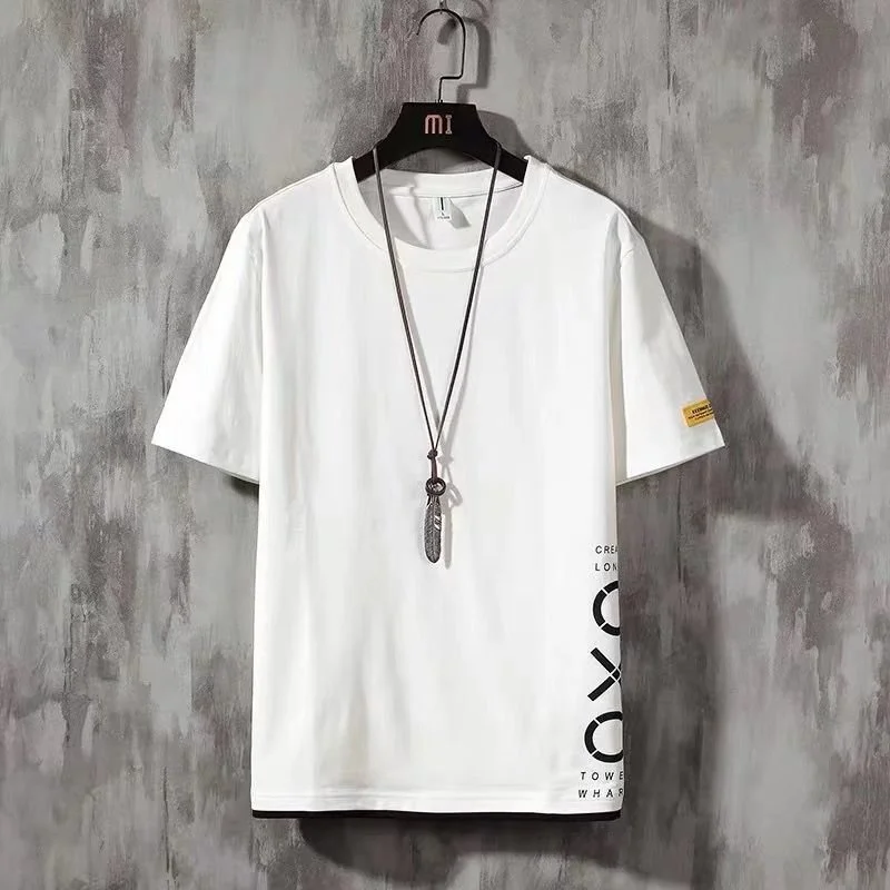 Men's Summer Thin Ice Silk Loose ort Sve T-irt Faionable Hong Kong Sle Five-Quarter Sve f Sve Body irt