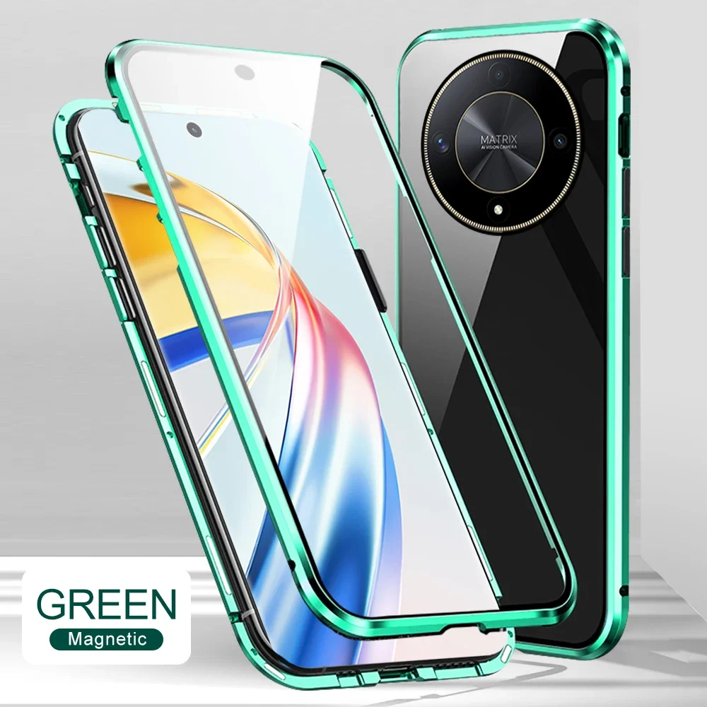 Aluminum Frame Magnetic 360° Protection Case with Tempered Glass Screen Guard