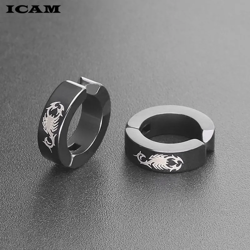 1Pair Men's Stainless Steel Stud Ear Clip Earrings