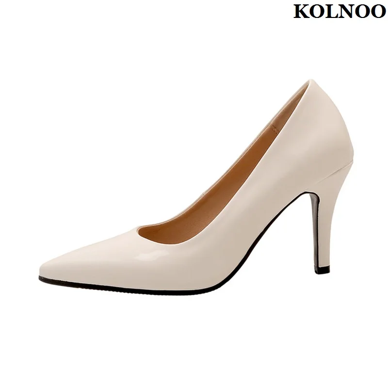 Kolnoo Large Size New Hot Sale Ladies 8cm High Heels Pumps Slip-on Office Dress Shoes Pointy Evening Party Fashion Court Shoes