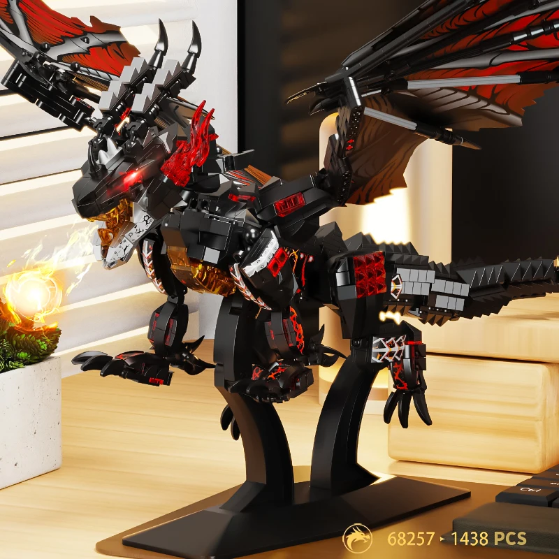 Shenlong Small Particle Building Blocks Flame Frost Dragon Model