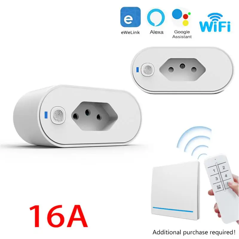 

16A Wifi умная вилка, Бразильская розетка питания, умная жизнь с монитором питания, таймером, управление через приложение eWeLink с Alexa Google Home