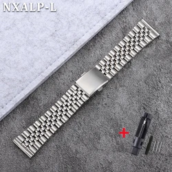 Men's Stainless Steel Metal Bracelet Wristband - 22mm (Silver)