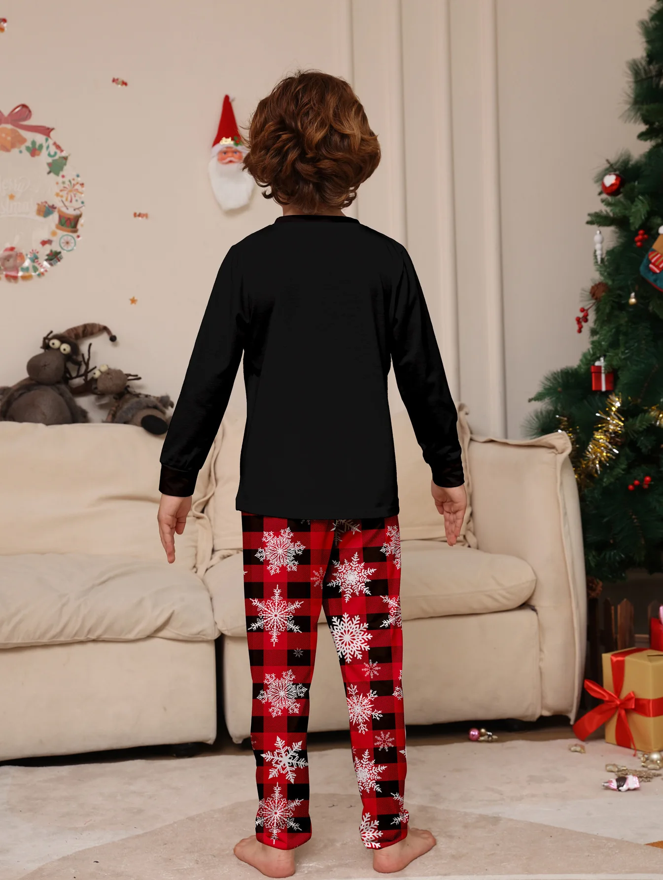 2024 New Year's Costumes Cartoon Elk Print Christmas Parent-child Matching Pajamas Set Boys Girls Sleepwear Xmas Family Look Pjs 6