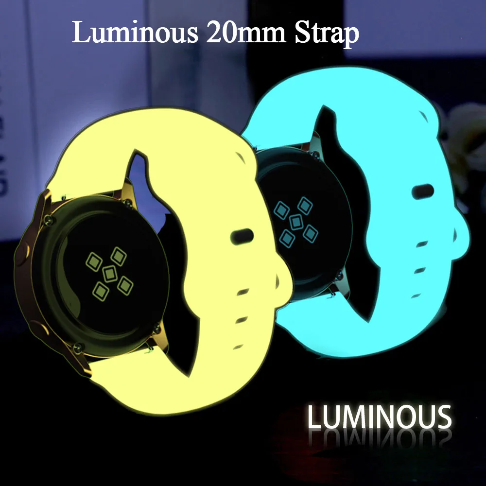 Hot 20mm Silicone Luminous Glow Strap Wristband For Huami Amazfit GTS 4 Mini 3 2e 2/GTS4 Bip 3/U pro GTR mini 42mm Bracelet Band