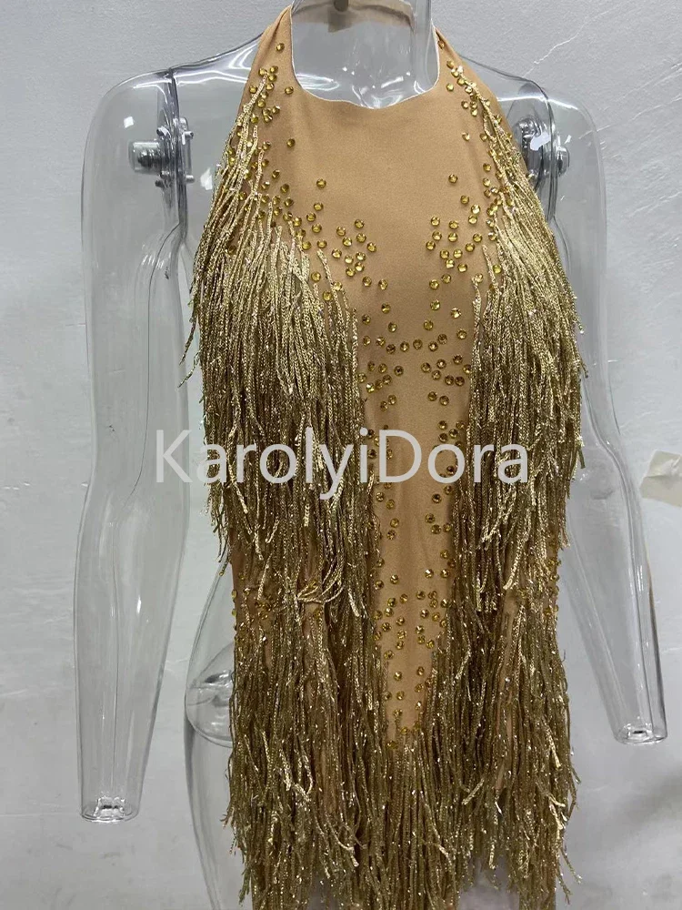 green emerald velvet dress TWO TONE HOLOGRAM SUPER FLARE LEOTARD DRESS IN GOLD main image 1