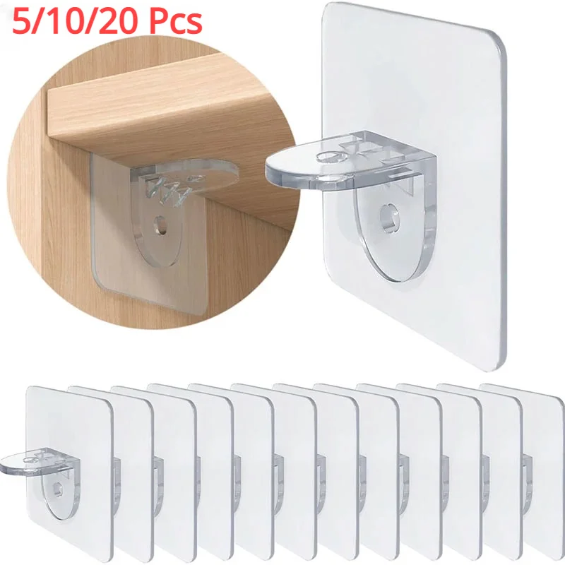 5/10/20pcs Shelf Support Glue Free Punching Nail Strong Triangle Bracket Clip Wallmounted Wall