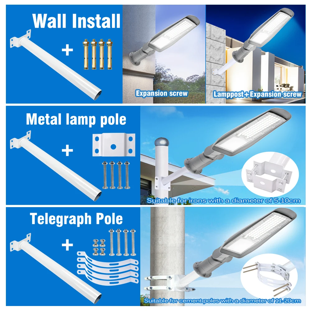 LED Street Lamp Super Bright LED Street Light 50W 100W 150W 200W IP66 Waterproof Outdoor Lighting Floodlight Spotlight Garden Road Lights