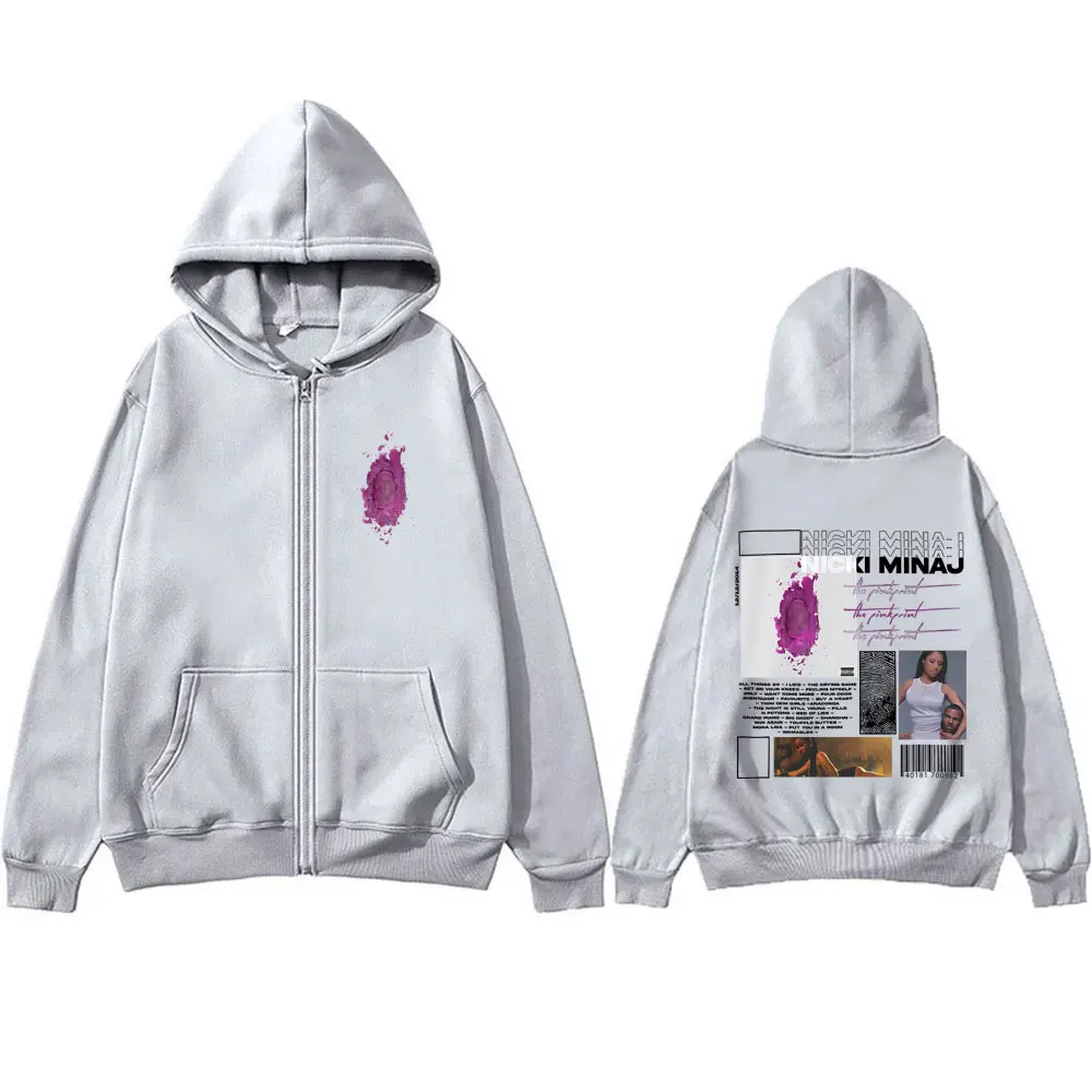 Rapper Nicki Minaj The Pinkprint Cover Print Zipper Hoodie Men Women Hip Hop Fashion Zip Up Hoodie Men's Oversized Zip Up Jacket