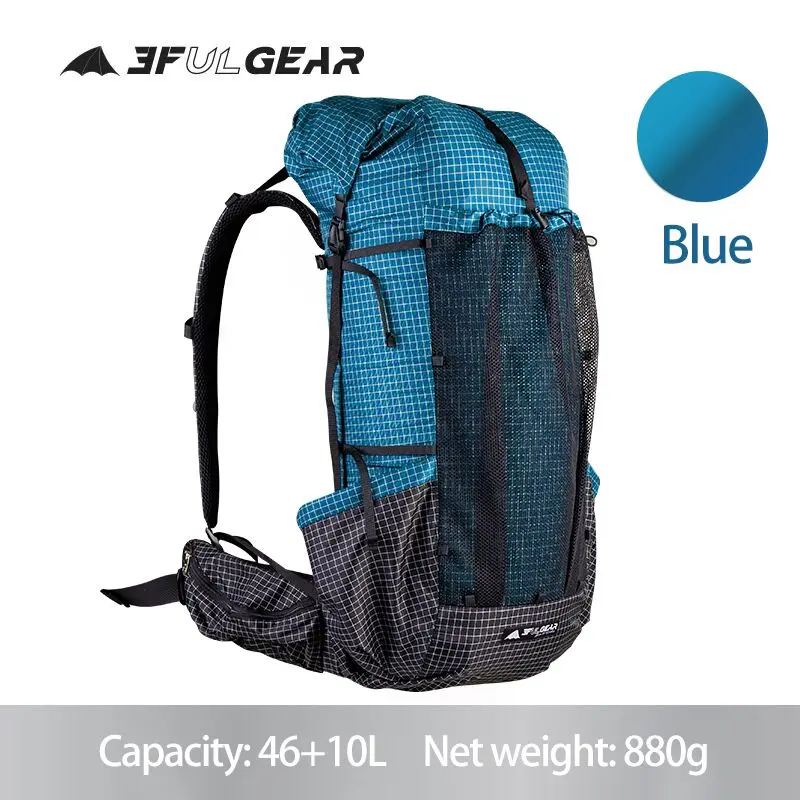 

3F UL GEAR 2021 New Blue Qi Dian Pro Hiking Backpack ultralight Camping Pack Travel Backpacking Trekking Rucksacks 46+10L 88g