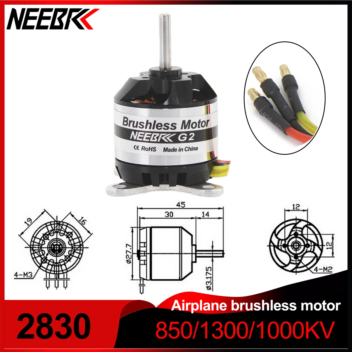

NEEBRC 2830 850KV 1000KV 1300KV Brushless Motor Engine EDF for RC Airplane Fixed-wing Multicopter FPV Racing Drone Helicopter