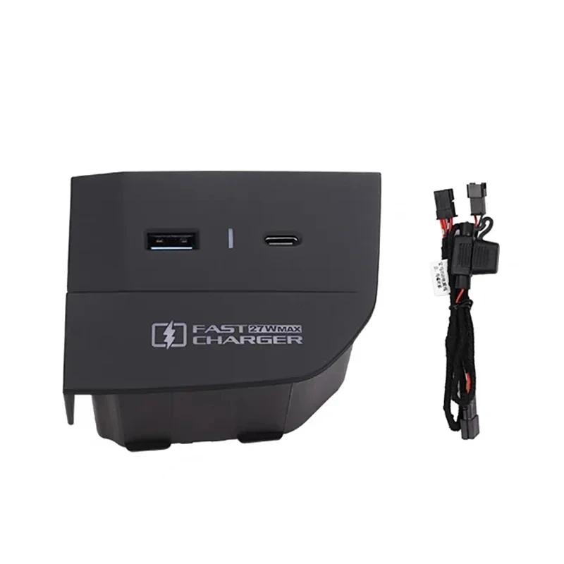 Für BMW G42 G20 G21 G22 G23 G26 G28 I3 I4 27W Auto USB Typ-C Ladegerät Schnelles Telefonladegerät Schalthebel-Ladehalterung