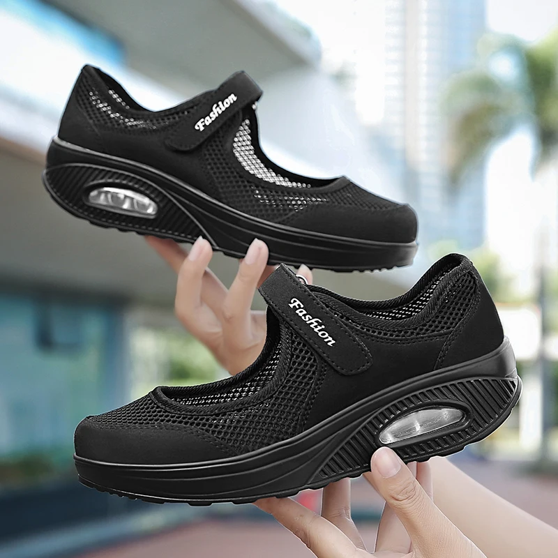 Women's Mesh Breathable Loafers Sneakers Solid Color Front Summer Walking Casual Shoes 4