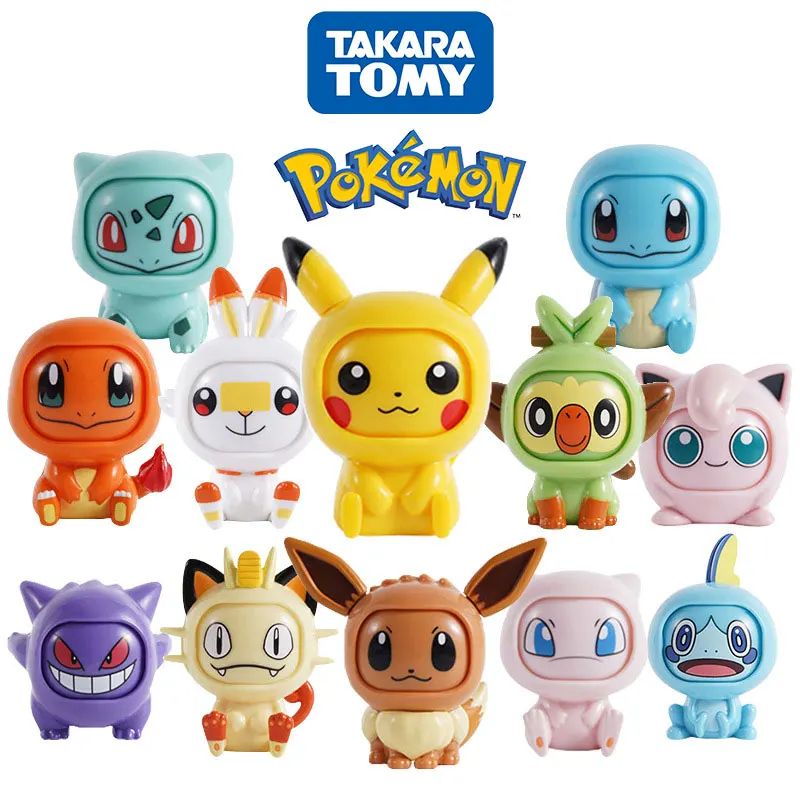 12 Style Pokemon Anime Figures Toys Variable Face Model Pikachu Charmander Squirtle Bulbasaur For Children Birthday Gifts Kawaii