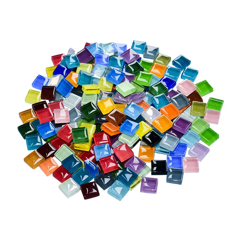 50PCS Glass Mosaic Tiles Square Crystal Glass Colorful Mosaic Stones DIY Handmade Children's Creative Decoration Accessories Stickers