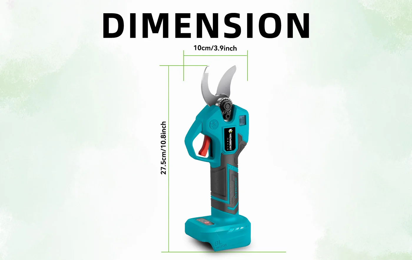 NEWBENY 30mm Kabellose Bürstenlose Elektrische Astschere mit 4 Gängen für Obstbäume, Garten und Bonsai, Kompatibel mit Makita-Akkus – Detail 9