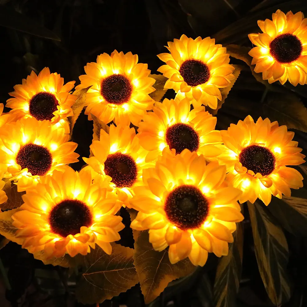 Solar Sunflowers Light Outdoor Garden Landscape Flowers Lamp IP65 Waterproof for Xmas New Year Home Party Yard Path Lawn Decor