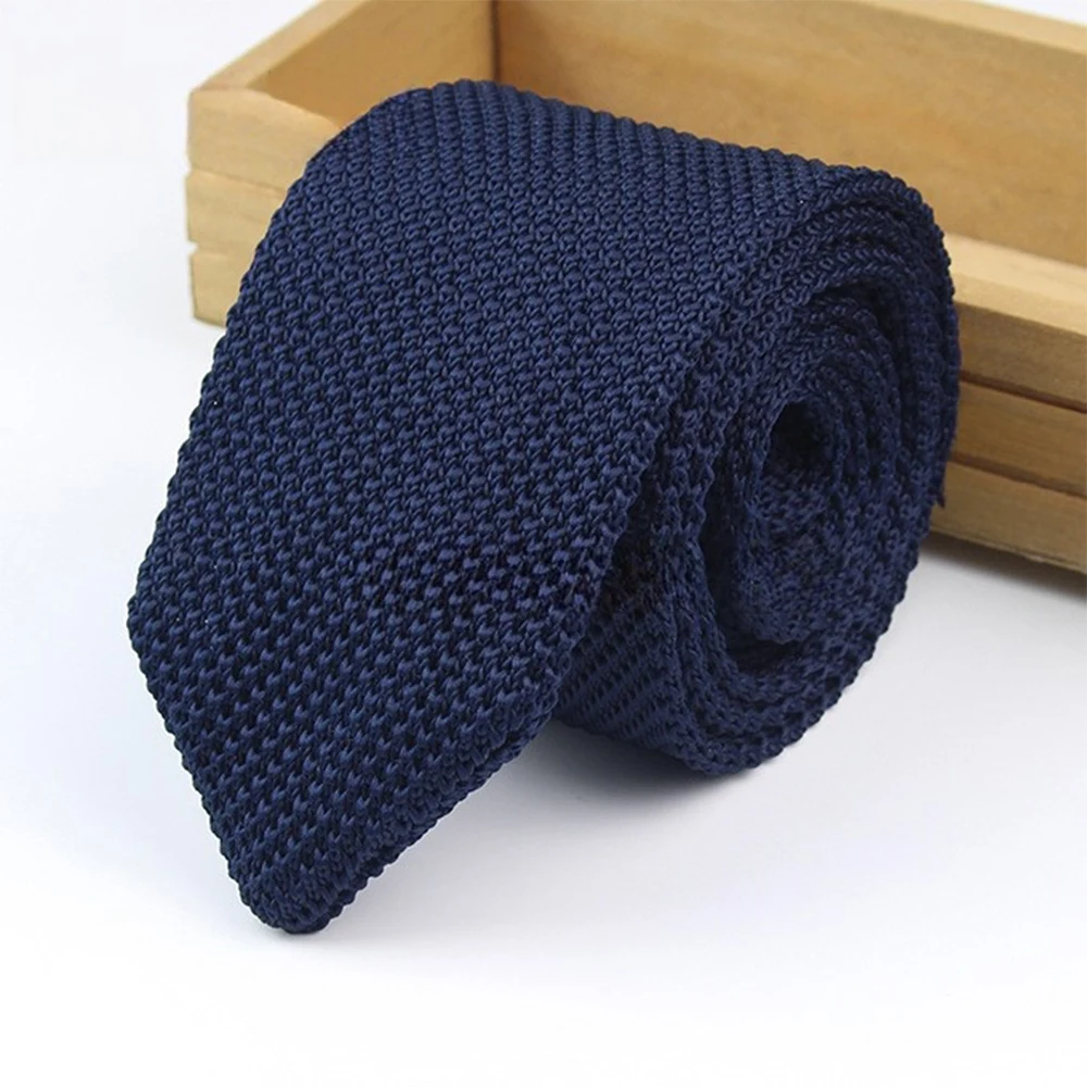 Gradient Knitted Tie - Mens Solid Color Slim Necktie