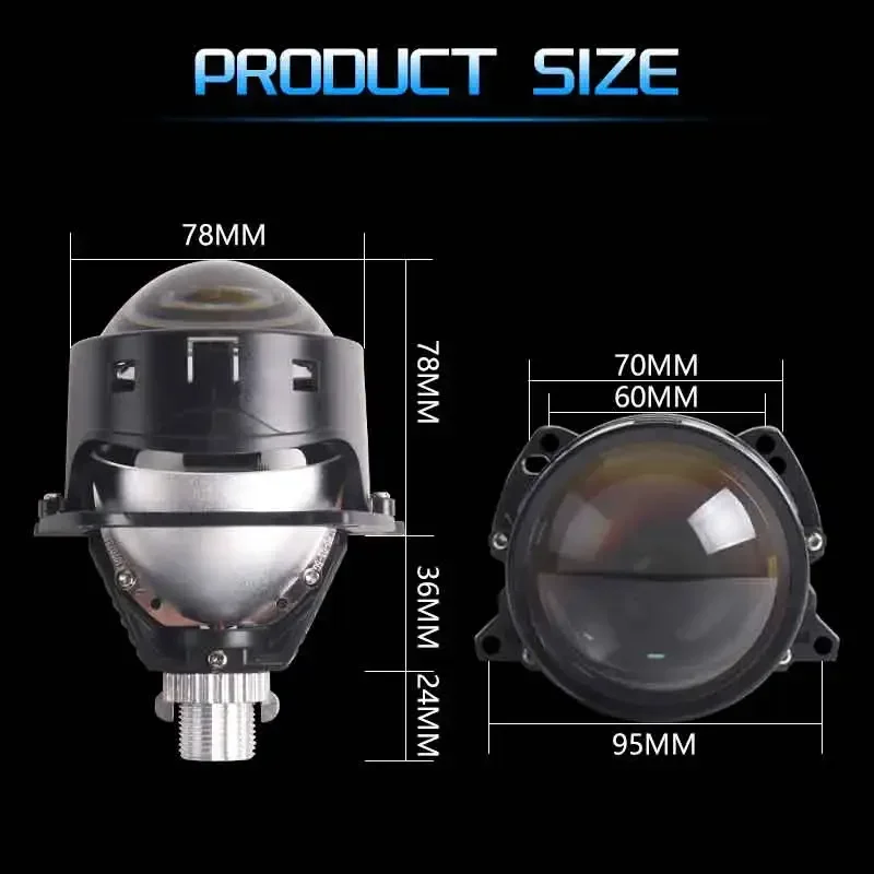 SANVI S07 자동차 3인치 바이 LED 프로젝터 렌즈 헤드라이트 12V 110W 6000K 엔젤 아이 마스크 헬라 3R G5 H4 H7 HB3 HB4 자동차 액세서리