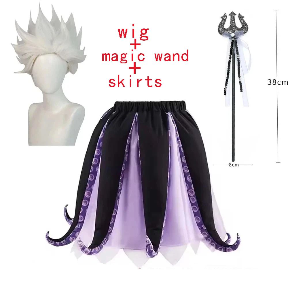 Costume Ursula Hot: Abito da Strega Marina con Gonne Viola e Tentacoli di Polpo, Tutu per Cosplay, Outfit per Feste di Carnevale e Halloween per Donne Adulte - immagine 4