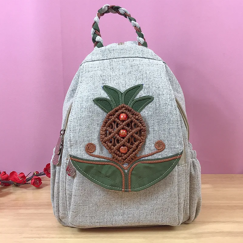 

Hot Vintage Women string appliques multi-use backpacks!Nice Bohemian trend multi-zippers backrack Top Wholesale Canvas Backruck