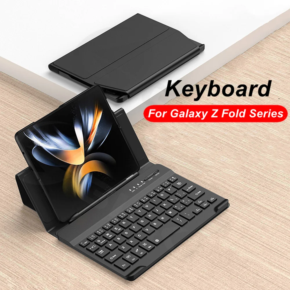 Wireless Keyboard For Samsung Galaxy Z Fold 4 3 2 Folding Flip Stand Leather Keyboard