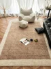 Brown Minimalist Living Room Oversized Carpet No Pattern Solid Color Bedroom Carpet Retro Dark Stain Resistant Home Rug Alfombra 4
