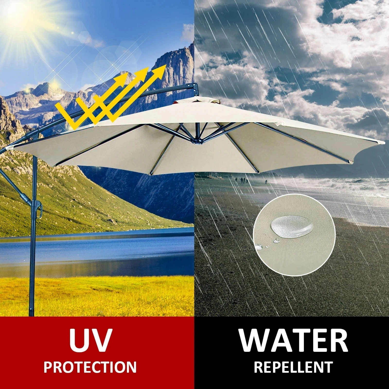 Sunshade Cloth Rib Polyester Sunshade Cloth Outdoor Patio Umbrella Surface Replacement Cloth Rainproof Sunshade