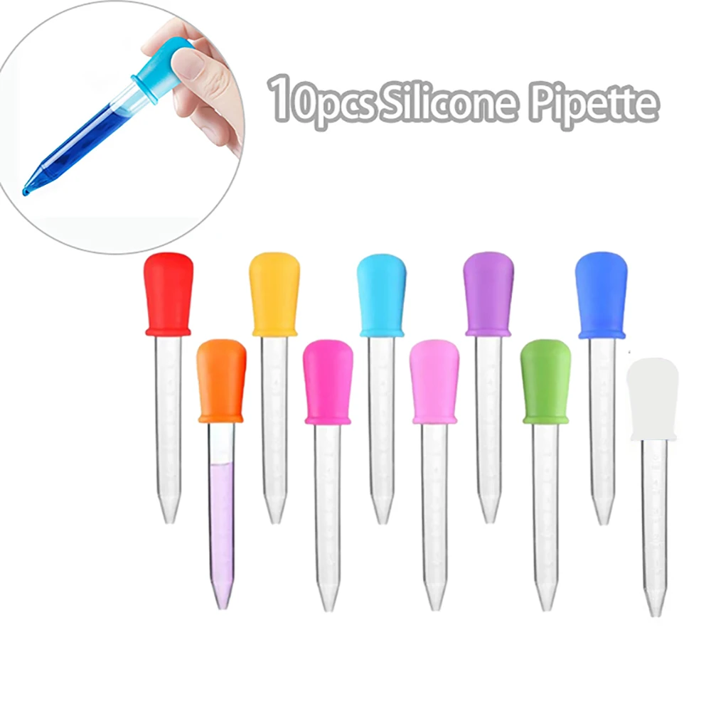 10Pcs/Set 5ml Silicone Plastic Pipette School Lab Experiment Supplies Dropper Feeding Medicine Liquid Eye Ear Pipette Dropper