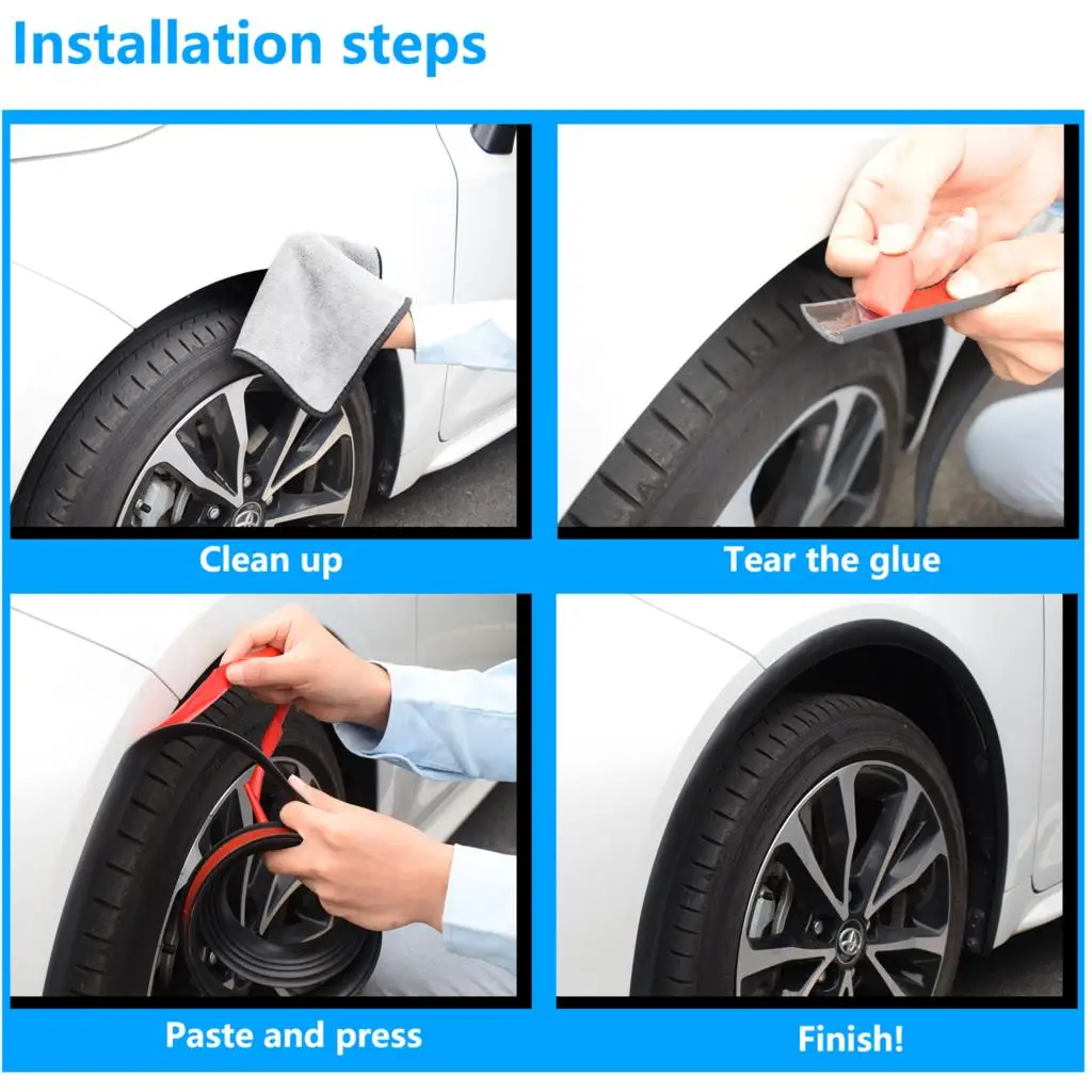 Car Wheel Arch Mudguard 3Meter Car Fender Flare Wheel Eyebrow Protector Arch Extenders Moulding Trim Camper Shells Rubber Seal Strip DIY Scratch Proof