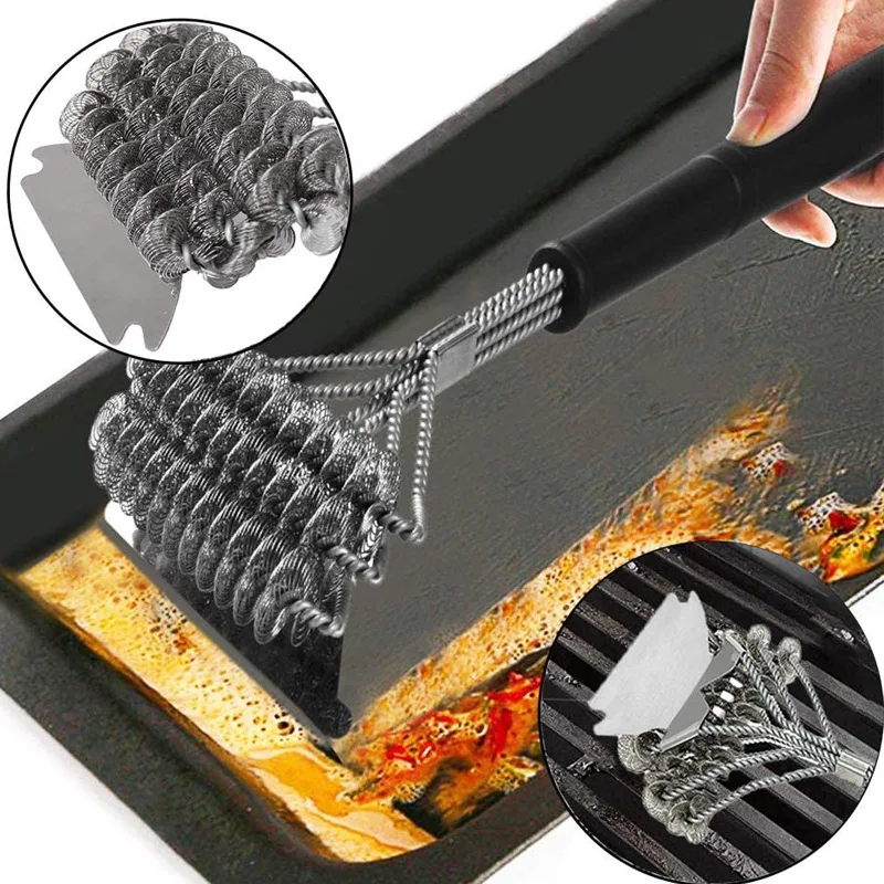 18inch Grill Grate Cleaning Brush with Scraper Stainless Steel BBQ Rack Cleaning Brush Grill Cleaner Bathroom Floor Clean Brush