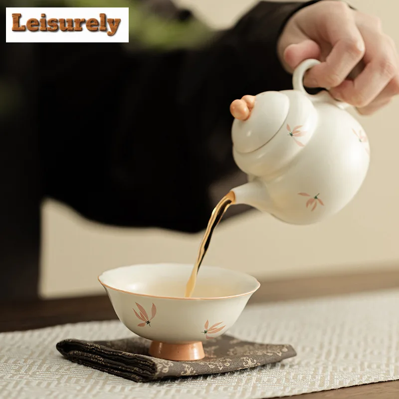 2pc/lot Orchid Wind Chime Ceramic Teacup Creative Tea Bowl Tea Pair Tea-tasting Fragrance Cup Chazhan Master Cups Teaware Craft