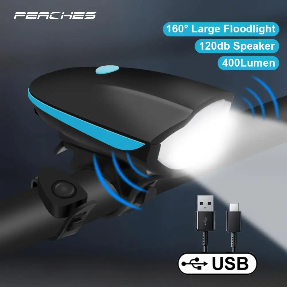 Description Picture 3 of itemCycling Flashlight Lantern MTB Bicycle Front Light With Bike Horn USB Rechargeable Bike Front Lamp Electronic Bell For Business