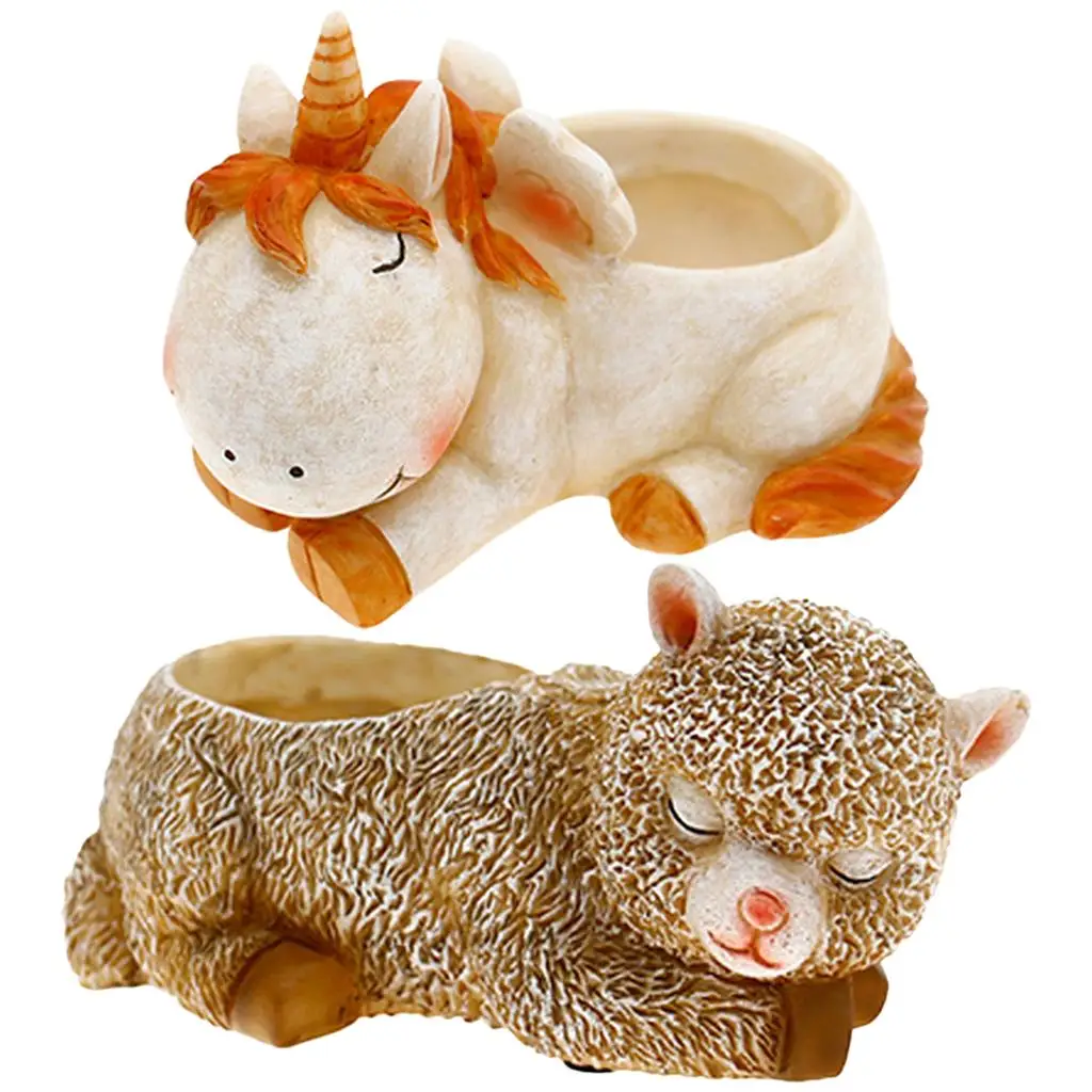 Цветочные горшки в форме единорога альпака Оформление интерьера | Дом и сад