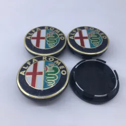 Set of 4 Premium 50MM Car Emblem Wheel Center Covers Hub Cap Stickers - 4pcs 50mm black caps (Gold)