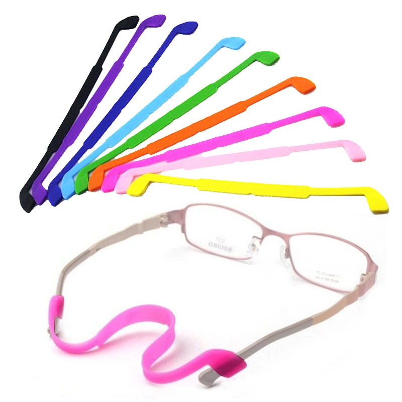 Anti slip elastic silicone glasses sporting strap colorful eyeglasses flat band for teenager